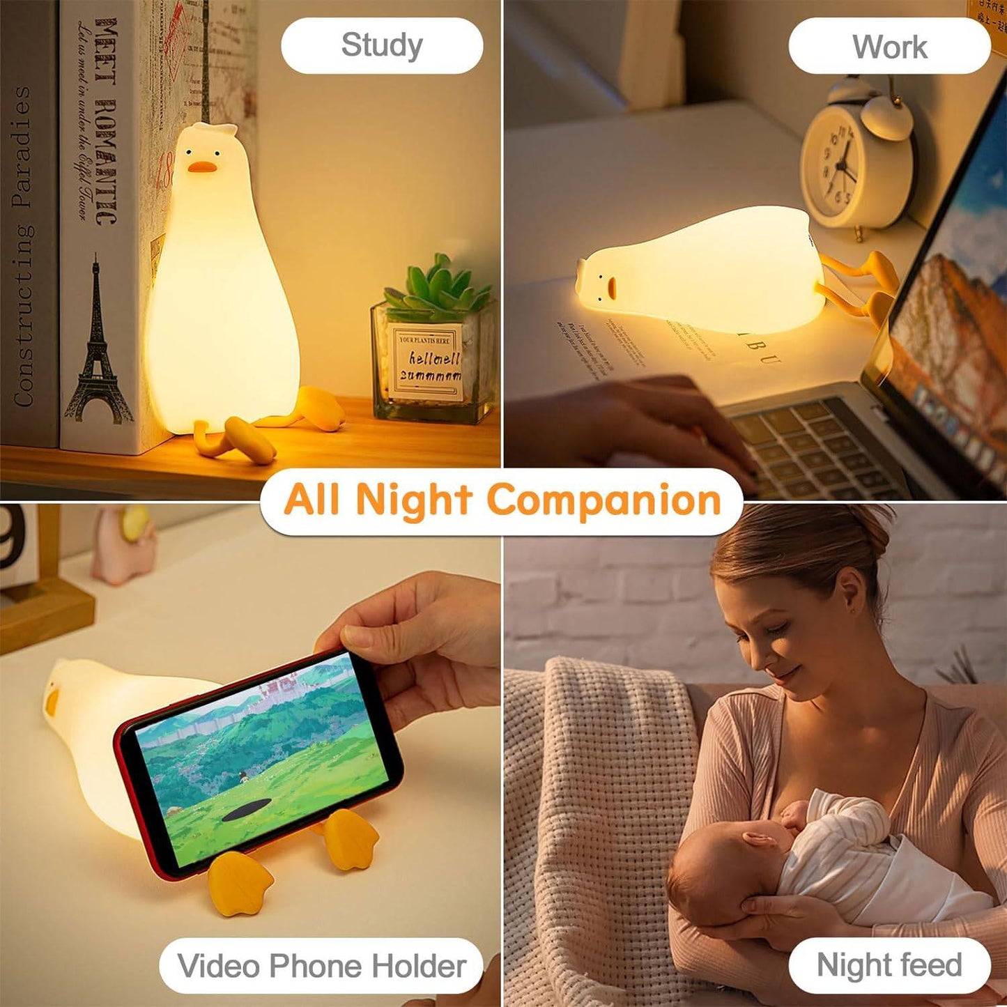Silicone Duck LED Night Light - Rechargeable Lamp for Children's Bedside, Home Decor, and Birthday Gift - Home Fads 