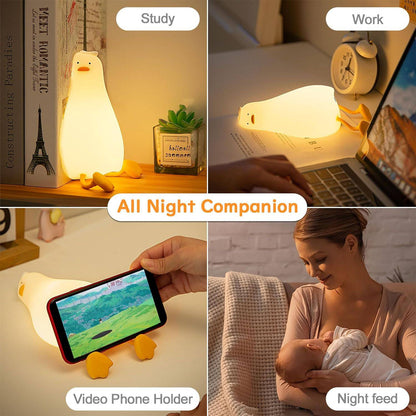 Silicone Duck LED Night Light - Rechargeable Lamp for Children's Bedside, Home Decor, and Birthday Gift - Home Fads 