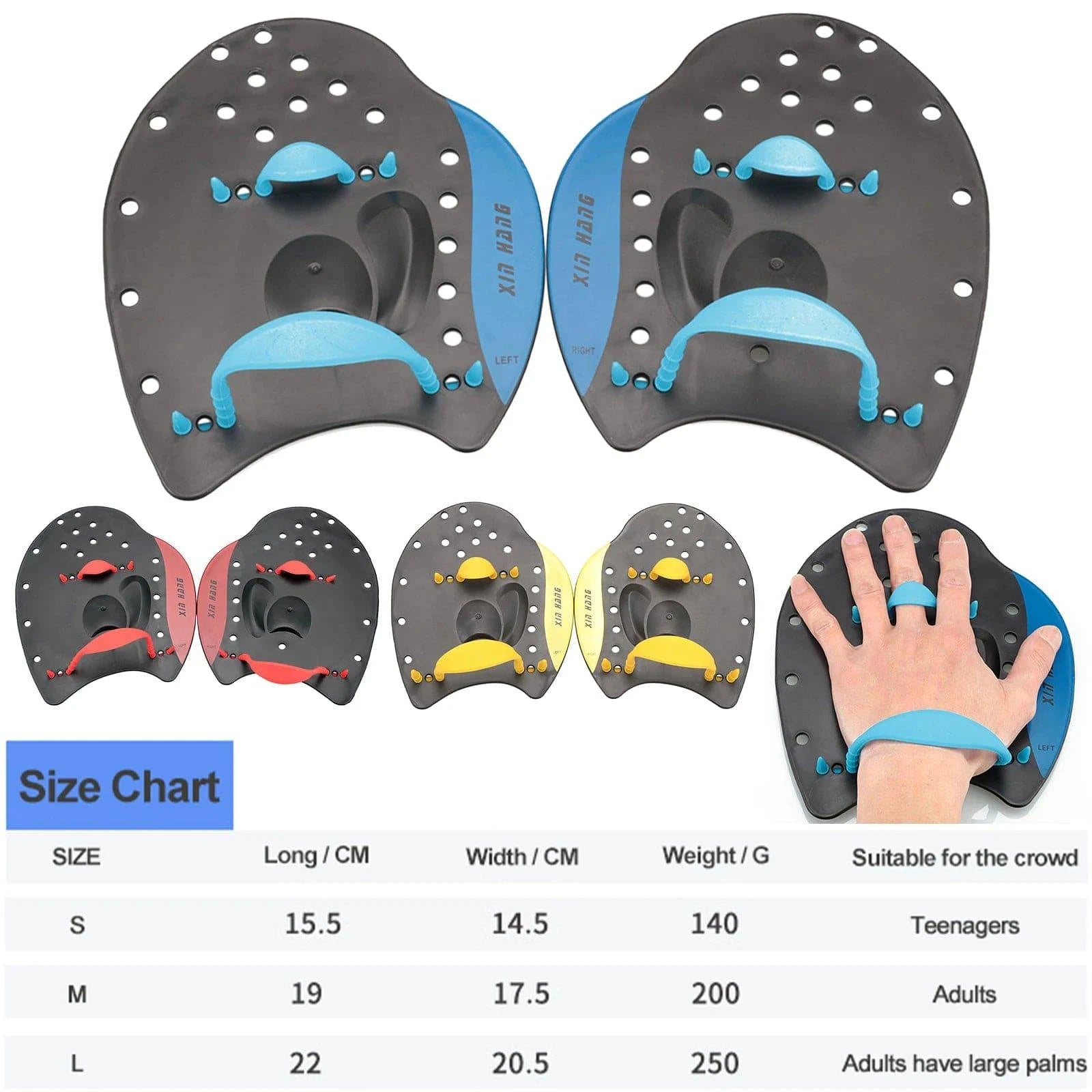 Silicone Swim Training Hand Paddles – Adjustable Resistance Paddles for Improved Swimming Technique and Strength – 3 Sizes for Kids and Adults - Home Fads 