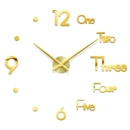 Simple 16 Inch Wall Clock - DIY Acrylic Mirror Stickers - Minimalist Design - Home Fads 