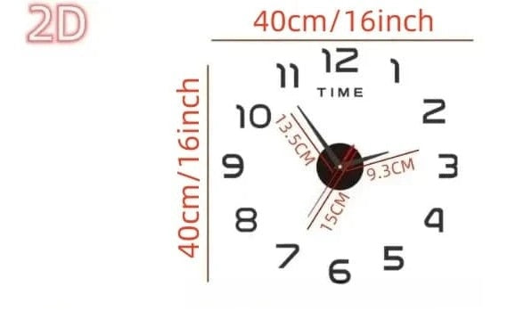 Simple 16 Inch Wall Clock - DIY Acrylic Mirror Stickers - Minimalist Design - Home Fads 