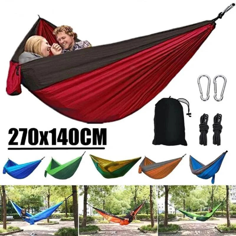 Single Person Portable Outdoor Camping Hammock - High Strength Parachute Fabric Hanging Bed - Home Fads 