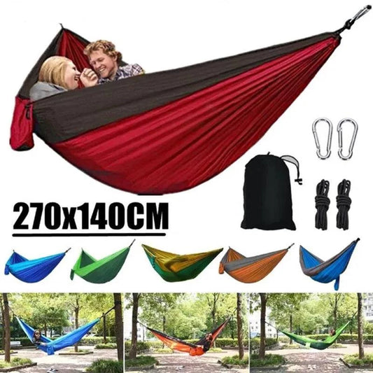 Single Person Portable Outdoor Camping Hammock - High Strength Parachute Fabric Hanging Bed - Home Fads 