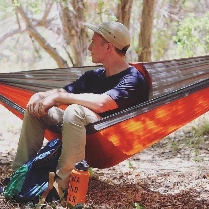 Single Person Portable Outdoor Camping Hammock - High Strength Parachute Fabric Hanging Bed - Home Fads 
