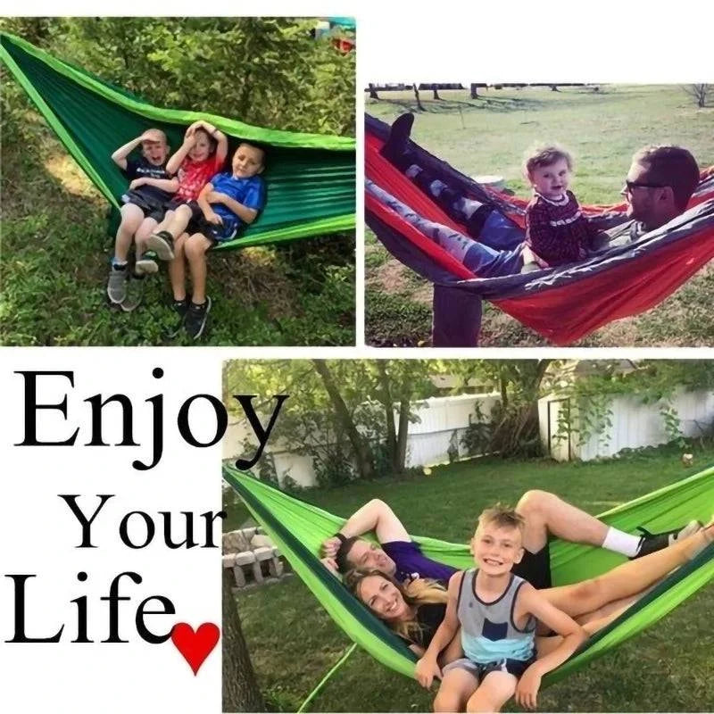 Single Person Portable Outdoor Camping Hammock - High Strength Parachute Fabric Hanging Bed - Home Fads 