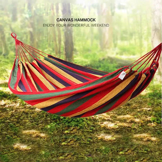 Single Wide Thick Canvas Hammock - Outdoor Camping Leisure Swing Bed - Home Fads 