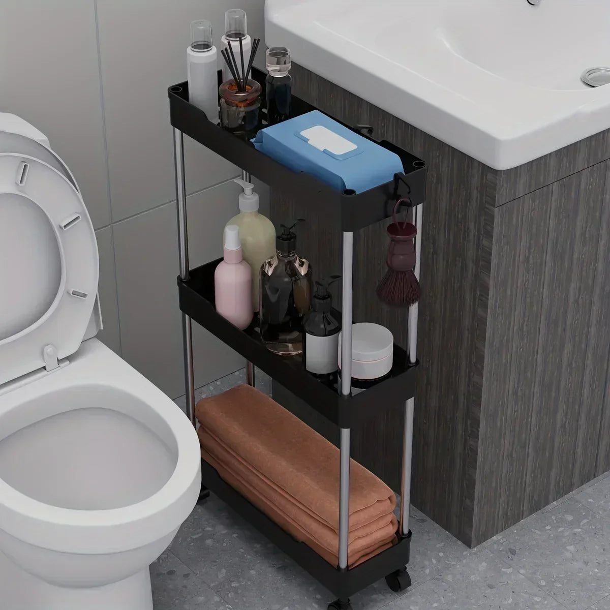 Small Fad Slim Rolling Storage Cart – Multi-Tier Organizer for Bathroom, Kitchen ...