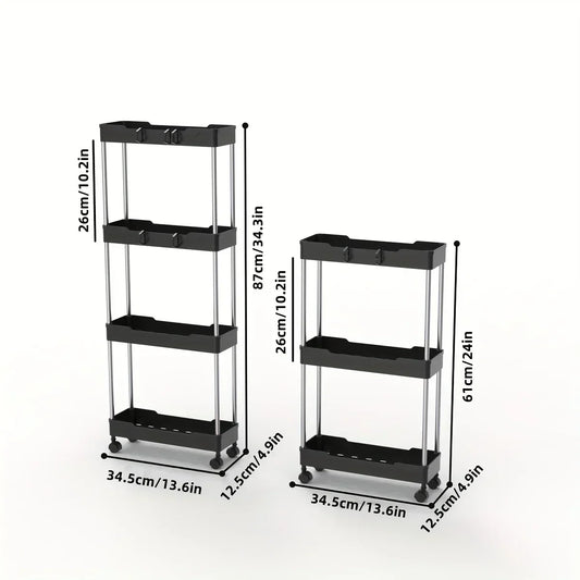 Slim Rolling Storage Cart – Multi-Tier Organizer for Bathroom, Kitchen & Small Spaces - Home Fads 