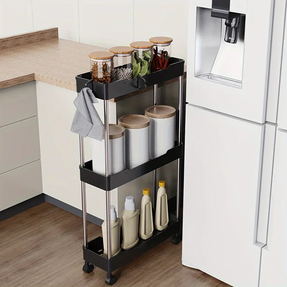Slim Rolling Storage Cart – Multi-Tier Organizer for Bathroom, Kitchen & Small Spaces - Home Fads 