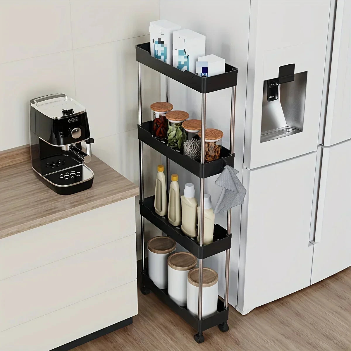 Slim Rolling Storage Cart – Multi-Tier Organizer for Bathroom, Kitchen & Small Spaces - Home Fads 