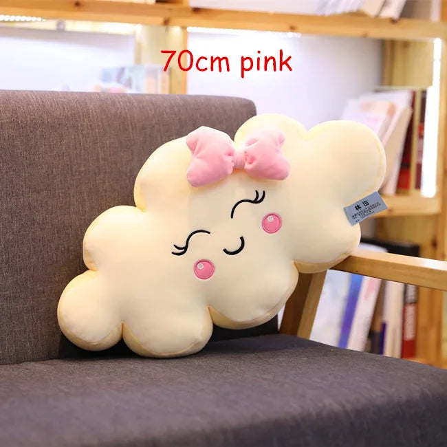 Smiling Cloud Plush Pillow – Soft Stuffed Cushion for Kids, Babies, and Girls – Adorable Gift for Bedrooms and Nurseries - Home Fads 