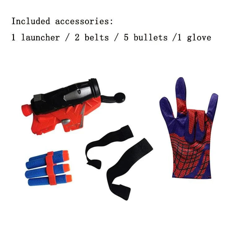 Spiderman Figure Toy & Cosplay Glove Launcher Set for Kids - Hero Wrist Launcher, Plastic Model - Home Fads 