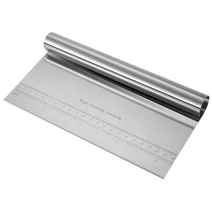 Stainless Steel Dough Cutter & Bench Scraper – Professional Pastry Chopper with Measurement Guide - Home Fads 