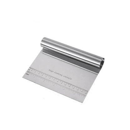 Stainless Steel Dough Cutter & Bench Scraper – Professional Pastry Chopper with Measurement Guide - Home Fads 
