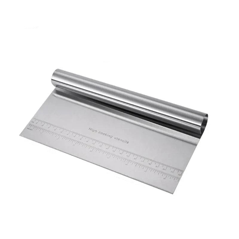 Stainless Steel Dough Cutter & Bench Scraper – Professional Pastry Chopper with Measurement Guide - Home Fads 