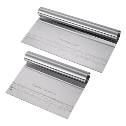 Stainless Steel Dough Cutter & Bench Scraper – Professional Pastry Chopper with Measurement Guide - Home Fads 
