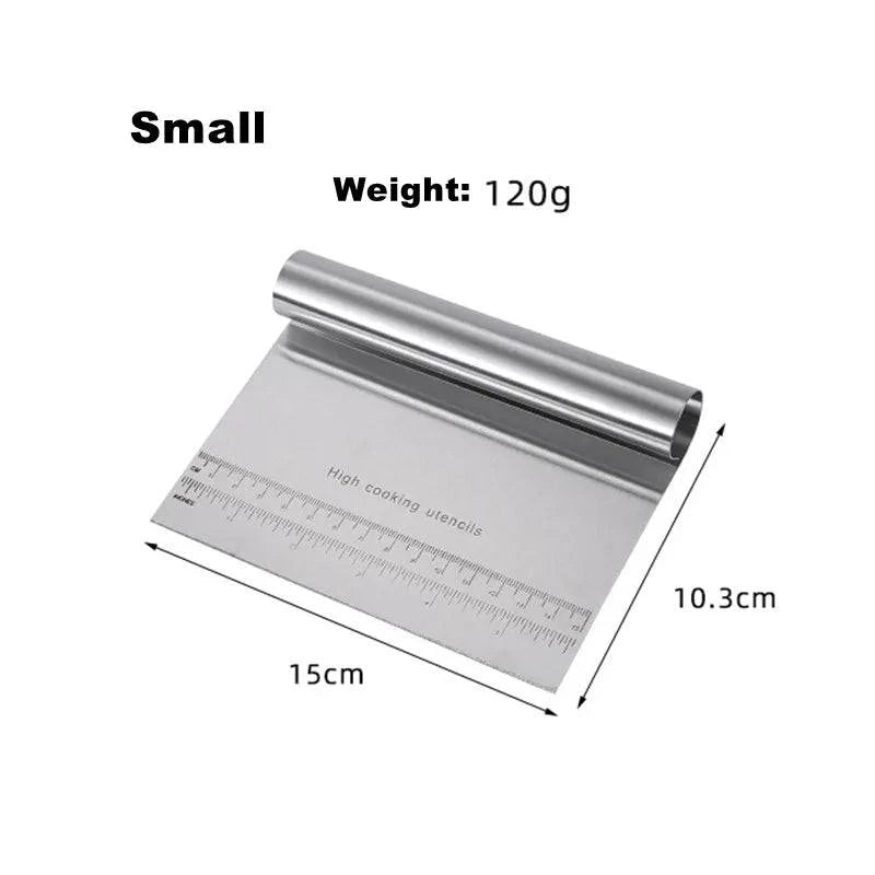 Stainless Steel Dough Cutter & Bench Scraper – Professional Pastry Chopper with Measurement Guide - Home Fads 