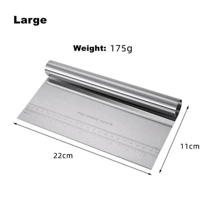 Stainless Steel Dough Cutter & Bench Scraper – Professional Pastry Chopper with Measurement Guide - Home Fads 