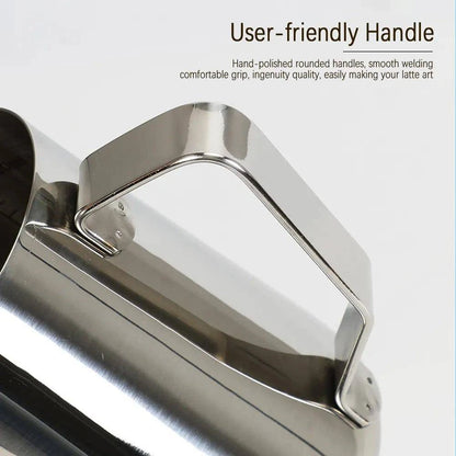 Stainless Steel Latte Art Milk Frothing Pitcher - Elegant Frothing Jug with Inner Scale for Espresso Barista - Home Fads 