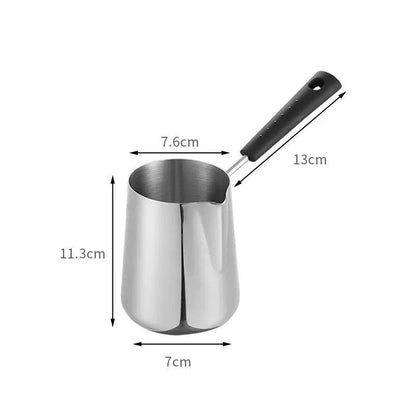 Stainless Steel Long Handle Turkish Coffee Pot with Precision Pouring Spout - C for Stovetop Chocolate Melting Pan - Home Fads 
