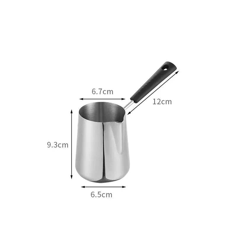 Stainless Steel Long Handle Turkish Coffee Pot with Precision Pouring Spout - C for Stovetop Chocolate Melting Pan - Home Fads 