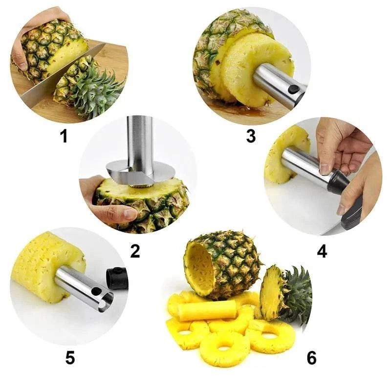 Stainless Steel Pineapple Corer & Slicer – Easy Fruit Cutter & Peeler for Fresh Pineapple Preparation - Home Fads 