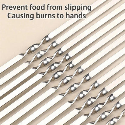 Stainless Steel Reusable BBQ Skewers Set - 10/15 Pack, Two Sizes (28cm & 33cm). Ideal for BBQs, Picnics, Grilling. Storage Tube Sold Separately - Home Fads 