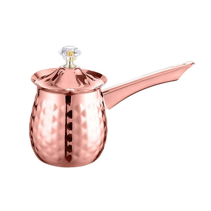 Stainless Steel Turkish Coffee Pot with Lid - Versatile Kitchen Tool for Frothing, Melting - Silver, Gold, Rose Gold - Multiple Sizes - Home Fads 