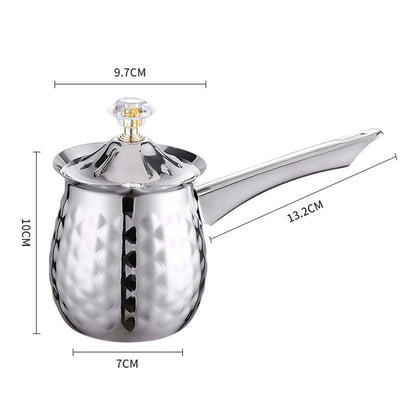 Stainless Steel Turkish Coffee Pot with Lid - Versatile Kitchen Tool for Frothing, Melting - Silver, Gold, Rose Gold - Multiple Sizes - Home Fads 