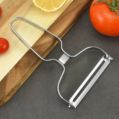 Stainless Steel Vegetable & Fruit Peeler – Wide Mouth Cabbage, Potato, and Salad Slicer with Ergonomic Non-Slip Handle - Home Fads 