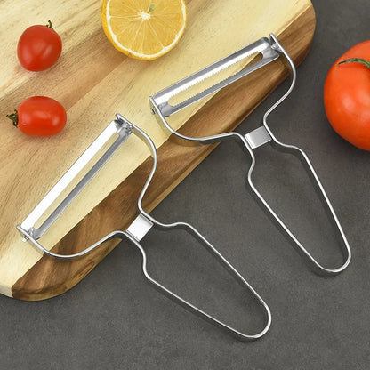 Stainless Steel Vegetable & Fruit Peeler – Wide Mouth Cabbage, Potato, and Salad Slicer with Ergonomic Non-Slip Handle - Home Fads 