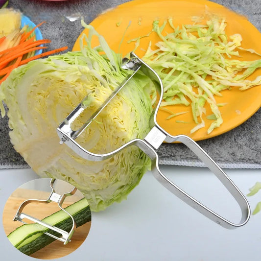 Stainless Steel Vegetable & Fruit Peeler – Wide Mouth Cabbage, Potato, and Salad Slicer with Ergonomic Non-Slip Handle - Home Fads 