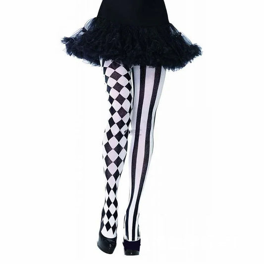 Striped Costume Tights – High-Elastic Cotton-Blend Pantyhose for Events, Dress-Up, Stage Performances, and Seasonal Celebrations - Home Fads 