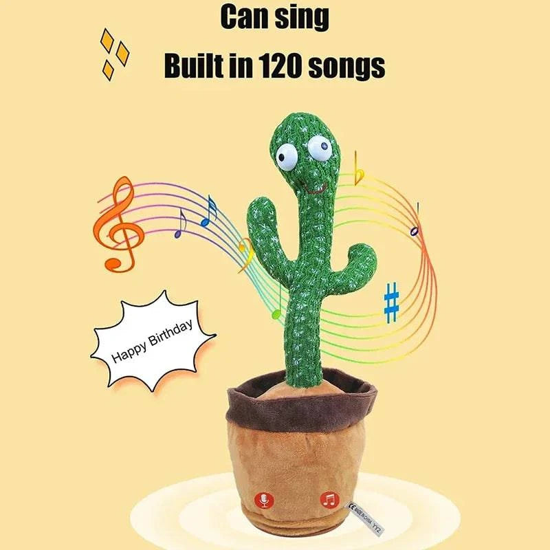 Talking & Voice-Repeat Dancing Cactus Plush Toy – Records, Sings, Dances, Lights Up & Plays 120 Songs – USB Rechargeable - Home Fads 