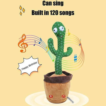 Talking & Voice-Repeat Dancing Cactus Plush Toy – Records, Sings, Dances, Lights Up & Plays 120 Songs – USB Rechargeable - Home Fads 