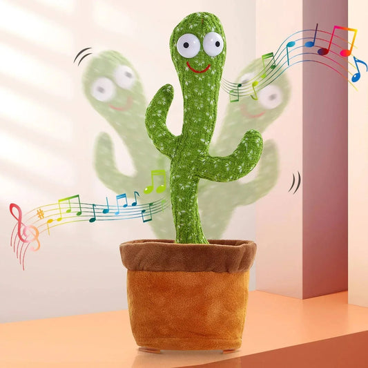 Talking & Voice-Repeat Dancing Cactus Plush Toy – Records, Sings, Dances, Lights Up & Plays 120 Songs – USB Rechargeable - Home Fads 