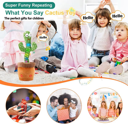 Talking & Voice-Repeat Dancing Cactus Plush Toy – Records, Sings, Dances, Lights Up & Plays 120 Songs – USB Rechargeable - Home Fads 