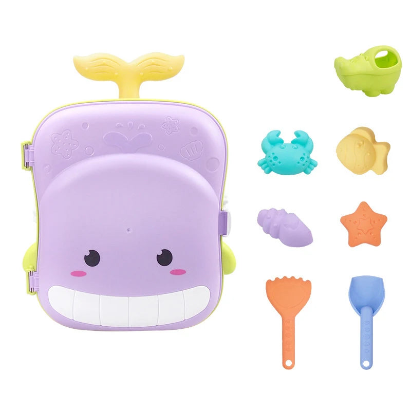 Trolley Beach Toy Set for Kids – Sand and Water Play Kit with Buckets, Molds, Tools & Storage Case - Home Fads 