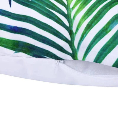 Tropical Leaves Cushion Cover - 43x43cm Polyester Throw Pillow - Versatile Home Decor for Living Room, Bedroom, Patio, Office - Home Fads 