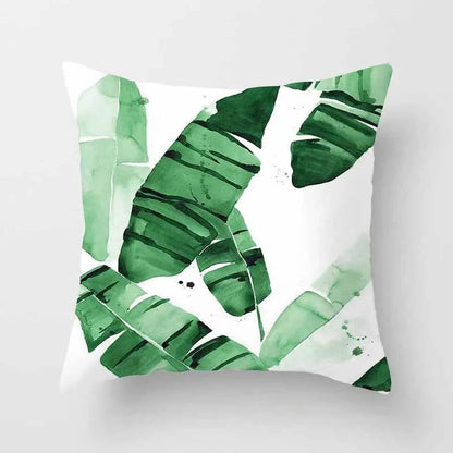 Tropical Leaves Cushion Cover - 43x43cm Polyester Throw Pillow - Versatile Home Decor for Living Room, Bedroom, Patio, Office - Home Fads 