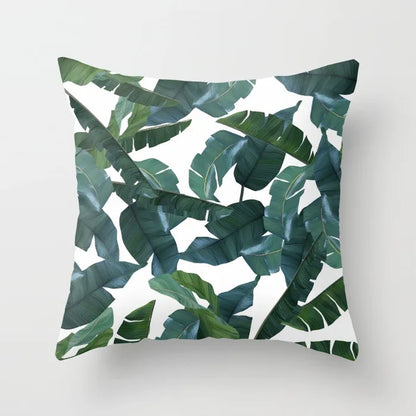 Tropical Leaves Cushion Cover - 43x43cm Polyester Throw Pillow - Versatile Home Decor for Living Room, Bedroom, Patio, Office - Home Fads 