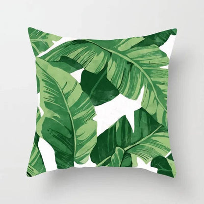 Tropical Leaves Cushion Cover - 43x43cm Polyester Throw Pillow - Versatile Home Decor for Living Room, Bedroom, Patio, Office - Home Fads 