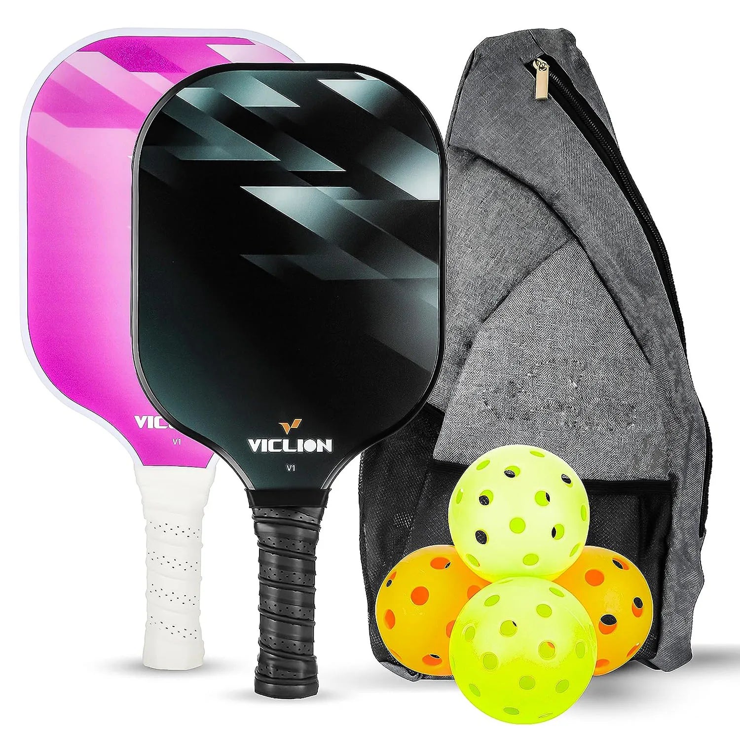 USAPA Approved Pickleball Paddles Set with Honeycomb Core - Includes 4 Balls, Portable Racquet Cover, and Carrying Bag - Indoor/Outdoor Gift Kit - Home Fads 