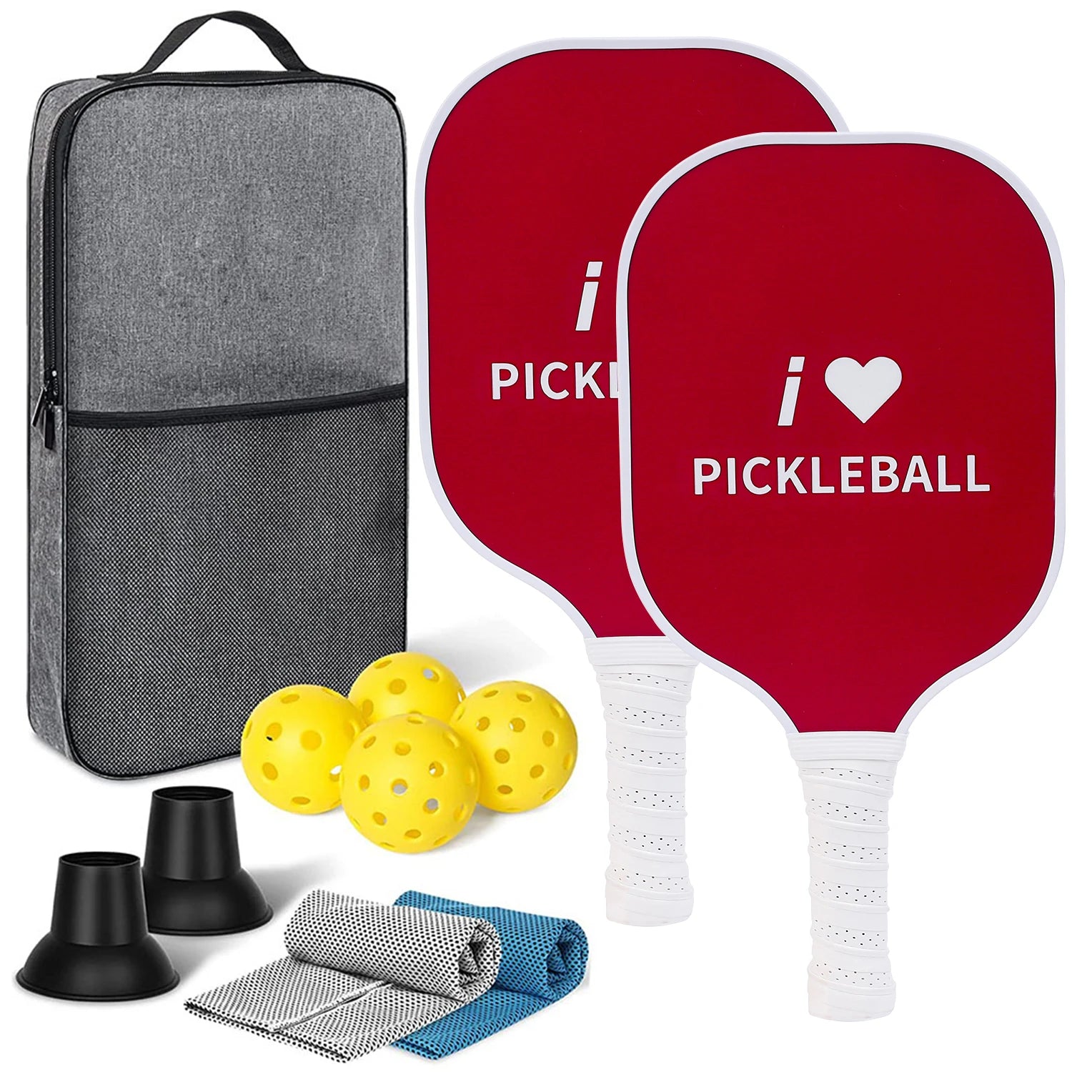 USAPA Approved Pickleball Paddles Set with Honeycomb Core - Includes 4 Balls, Portable Racquet Cover, and Carrying Bag - Indoor/Outdoor Gift Kit - Home Fads 
