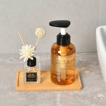 Versatile Bamboo Tray Holder - Bathroom Vanity Organizer for Soap Dispensers, Candles, Flower Pots, and Jewelry Storage Solution - Home Fads 