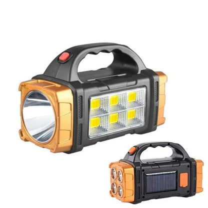 Versatile Rechargeable LED Flashlight with Solar Charging, COB Work Light, and Power Bank Functionality - Camping Lamp - Home Fads 