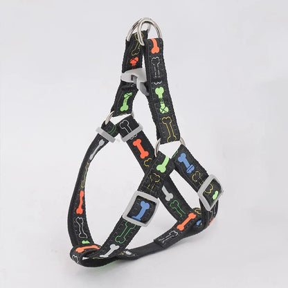 Vibrant Bone Pattern Dog Harness: Stylish and Versatile for Indoor and Outdoor Activities - Home Fads 