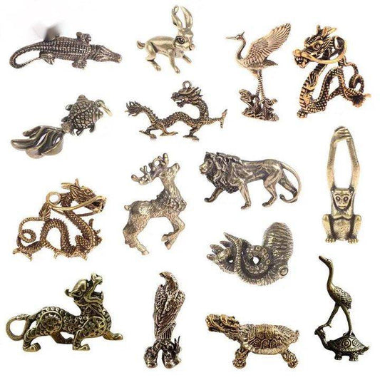 Vintage Brass Animal Miniature Figurine - Antique Bronze Feng Shui Decor Collectible - Home Fads 