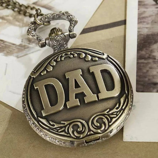 Vintage Bronze Dad Carving Fashion Quartz Pocket Watch - Perfect Father's Day Gift - Home Fads 