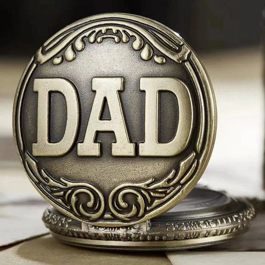 Vintage Bronze Dad Carving Fashion Quartz Pocket Watch - Perfect Father's Day Gift - Home Fads 
